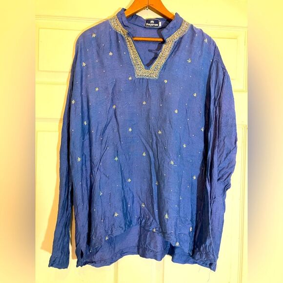 Dayaram Tops - Dayaram linen long sleeve shirt, beautiful beading, excellent condition, size XL